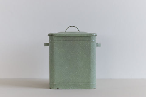 Vintage Green Enamel Flour Jar / Canister