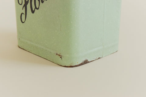 Vintage Green Enamel Flour Jar / Canister