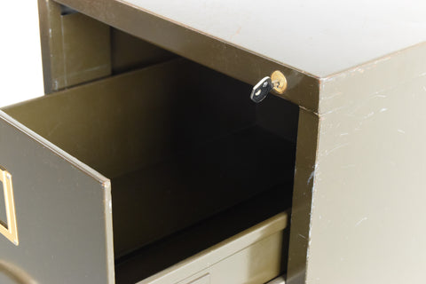 Vintage Green Metal Four Drawer Filing Cabinet