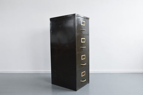 Vintage Green Metal Four Drawer Filing Cabinet