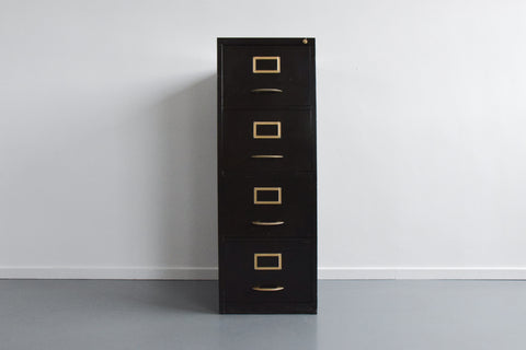 Vintage Green Metal Four Drawer Filing Cabinet