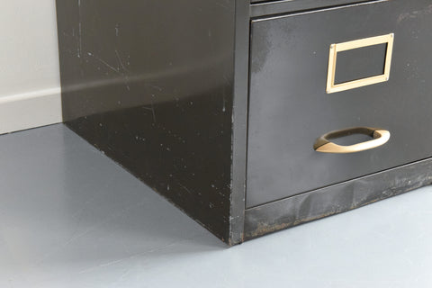 Vintage Green Metal Four Drawer Filing Cabinet