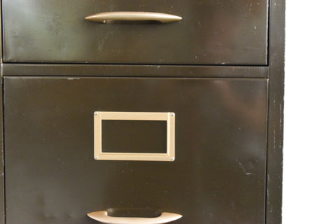 Vintage Green Metal Four Drawer Filing Cabinet
