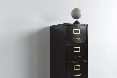 Vintage Green Metal Four Drawer Filing Cabinet