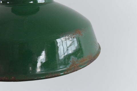 Vintage Industrial Green Enamel Pendant Light Shade