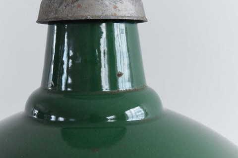 Vintage Industrial Green Enamel Pendant Light Shade