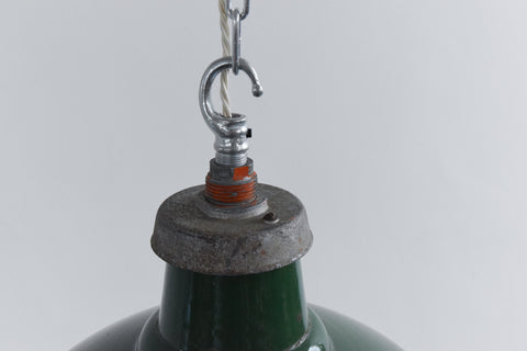 Vintage Industrial Green Enamel Pendant Light Shade