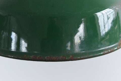 Vintage Industrial Green Enamel Pendant Light Shade