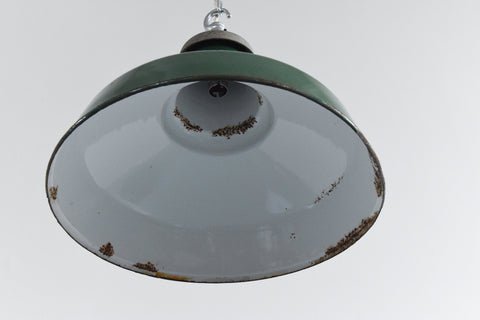 Vintage Industrial Green Enamel Pendant Light Shade
