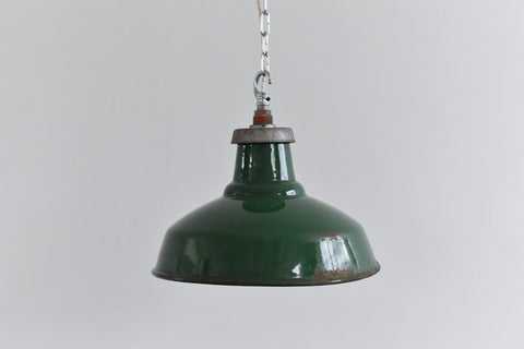 Vintage Industrial Green Enamel Pendant Light Shade