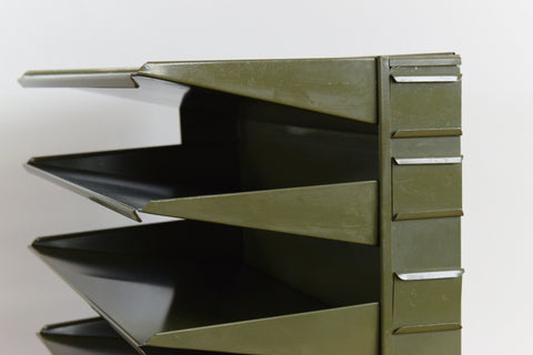 Vintage Green Metal Desk Tidy / Letter / Paper Rack by Veteran Series