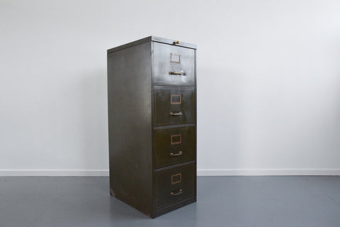 Vintage Green Metal Filing Cabinet