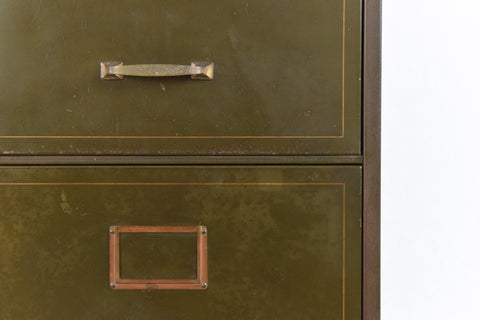 Vintage Green Metal Filing Cabinet