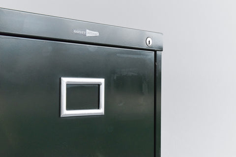 Vintage Green Metal Filing Cabinet by Harvey Milner