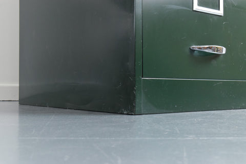 Vintage Green Metal Filing Cabinet by Harvey Milner