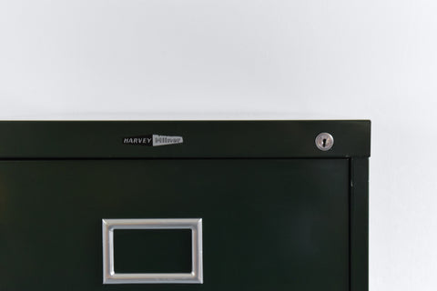 Vintage Green Metal Filing Cabinet by Harvey Milner