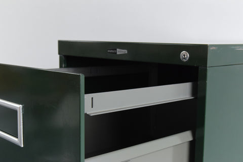 Vintage Green Metal Filing Cabinet by Harvey Milner