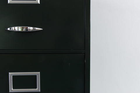 Vintage Green Metal Filing Cabinet by Harvey Milner