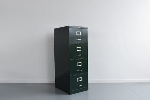 Vintage Green Metal Filing Cabinet by Harvey Milner