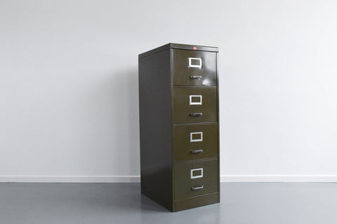 Vintage Green Metal Filing Cabinet by Howden