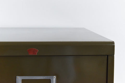 Vintage Green Metal Filing Cabinet by Howden