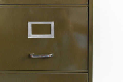 Vintage Green Metal Filing Cabinet by Howden