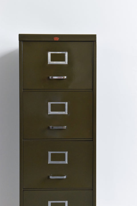 Vintage Green Metal Filing Cabinet by Howden
