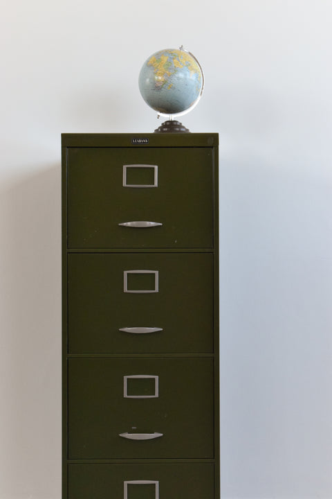 Vintage Green Metal Filing Cabinet by Leabank