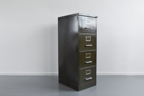 Vintage Green Metal Filing Cabinet by Howden