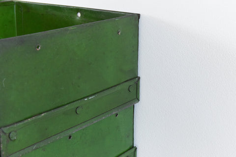 Vintage Green Metal Industrial Wall Mounted Pigeonhole Shelves