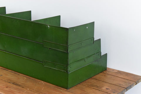 Vintage Green Metal Industrial Wall Mounted Pigeonhole Shelves