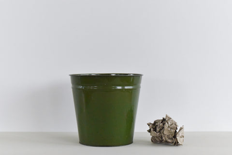 Vintage Green Metal Waste Paper Bin / Bucket