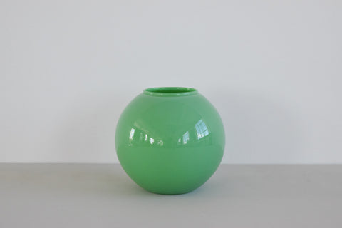 Vintage Green Opaline Glass Globular Vase