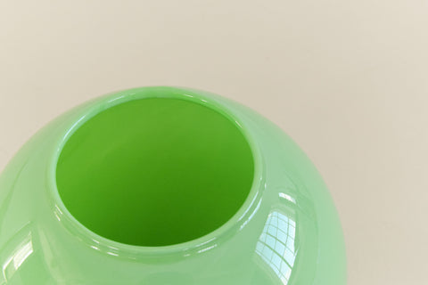 Vintage Green Opaline Glass Globular Vase