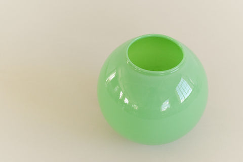 Vintage Green Opaline Glass Globular Vase
