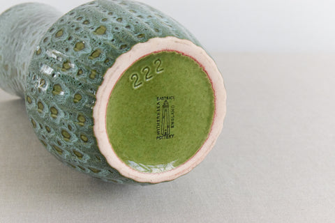 Vintage Green Patterned Vase by Withernsea Eastgate Pottery