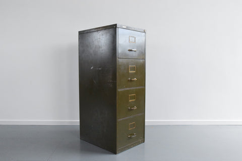 Vintage Green Metal Filing Cabinet by Remington