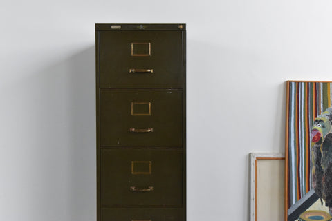 Vintage Green Metal Filing Cabinet by Remington