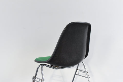 Vintage Single Green Upholstered Stacking DSS Eames Chair for Herman Miller