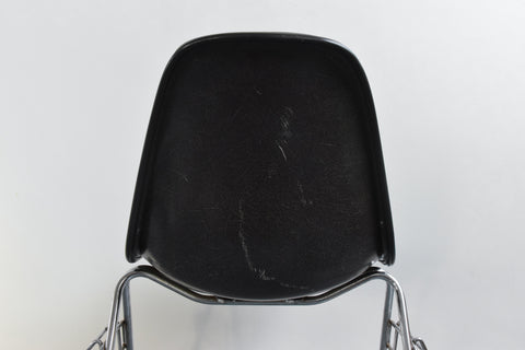 Vintage Single Green Upholstered Stacking DSS Eames Chair for Herman Miller