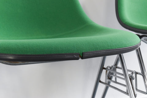 Vintage Single Green Upholstered Stacking DSS Eames Chair for Herman Miller