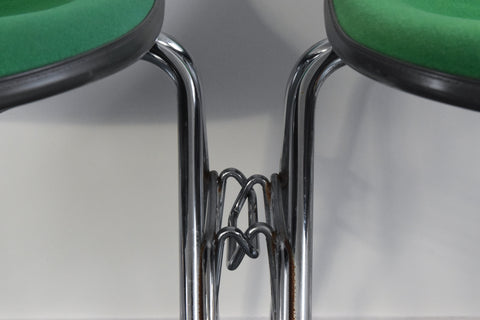 Vintage Single Green Upholstered Stacking DSS Eames Chair for Herman Miller