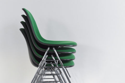Vintage Single Green Upholstered Stacking DSS Eames Chair for Herman Miller