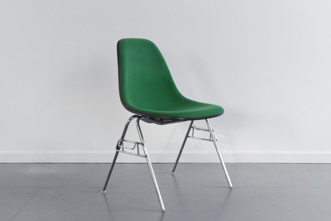 Vintage Single Green Upholstered Stacking DSS Eames Chair for Herman Miller