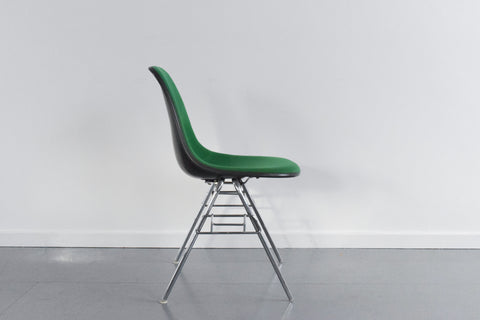 Vintage Single Green Upholstered Stacking DSS Eames Chair for Herman Miller