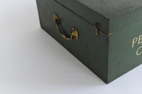 Vintage Green Wooden Ex-Museum of Carlisle Storage Box