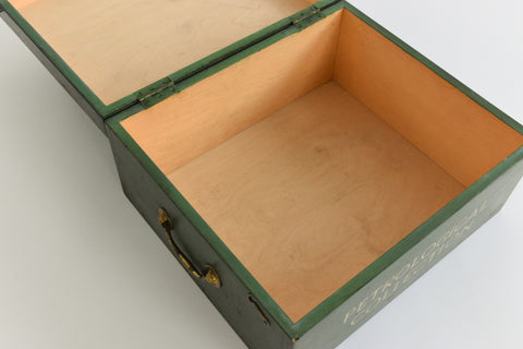 Vintage Green Wooden Ex-Museum of Carlisle Storage Box