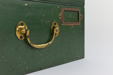 Vintage Green Wooden Ex-Museum of Carlisle Storage Box
