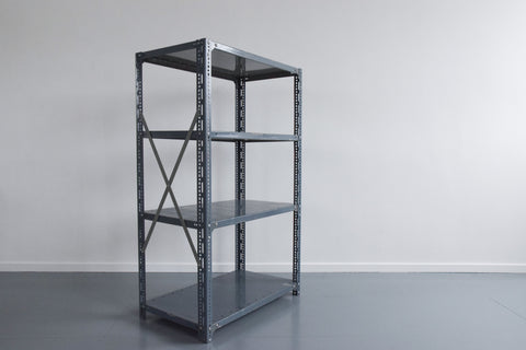Vintage Grey Blue Dexion Industrial Adjustable Metal Shelving