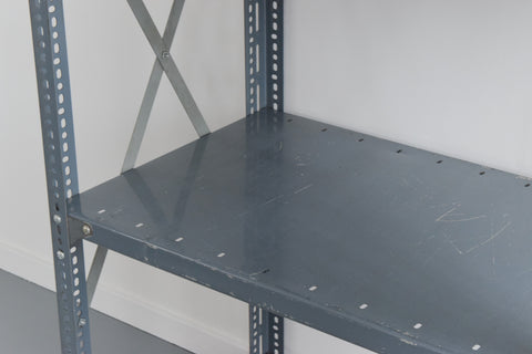 Vintage Grey Blue Dexion Industrial Adjustable Metal Shelving